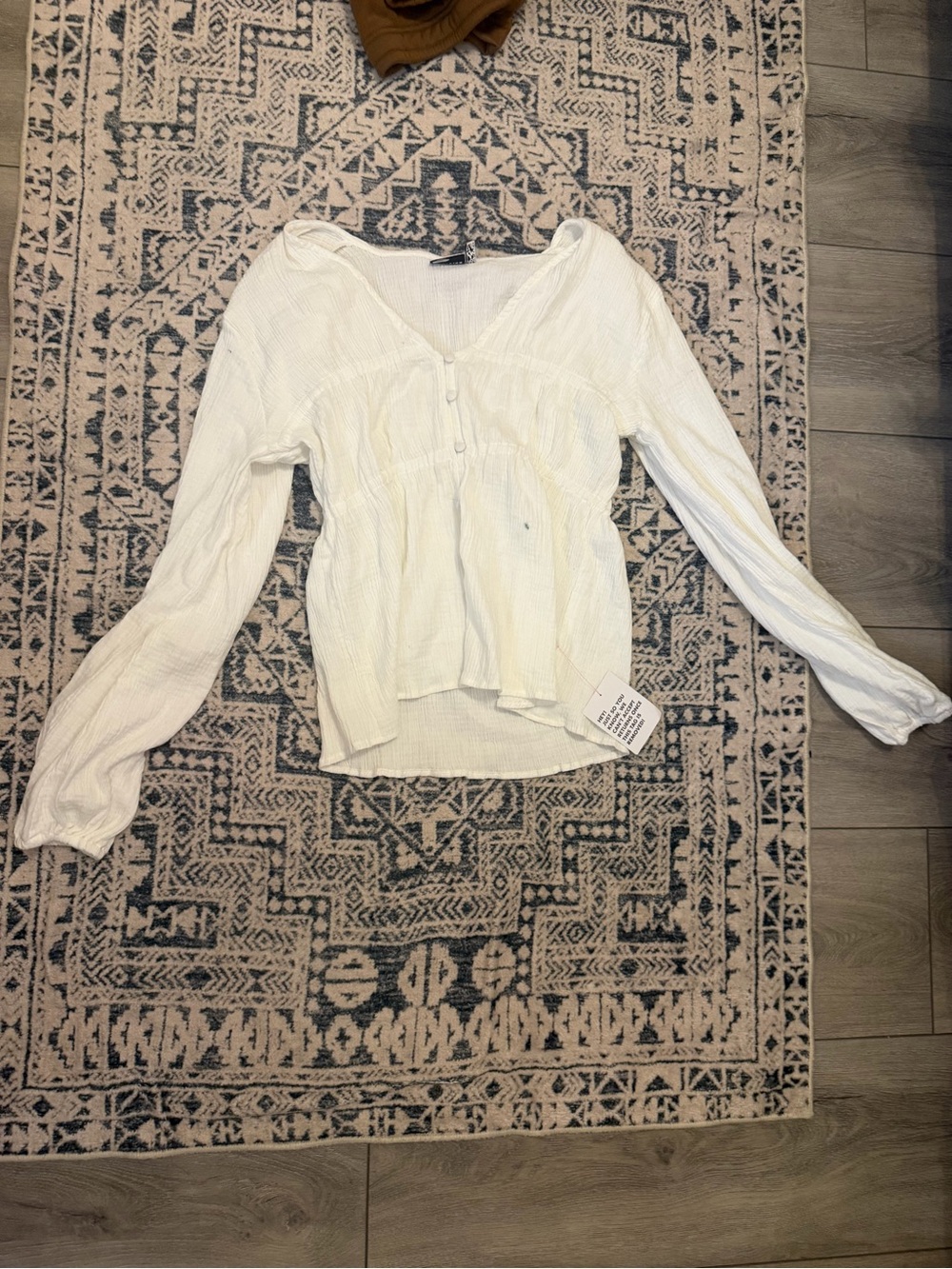 ASOS Ivory Ribbed Long-Sleeve Henley Top
